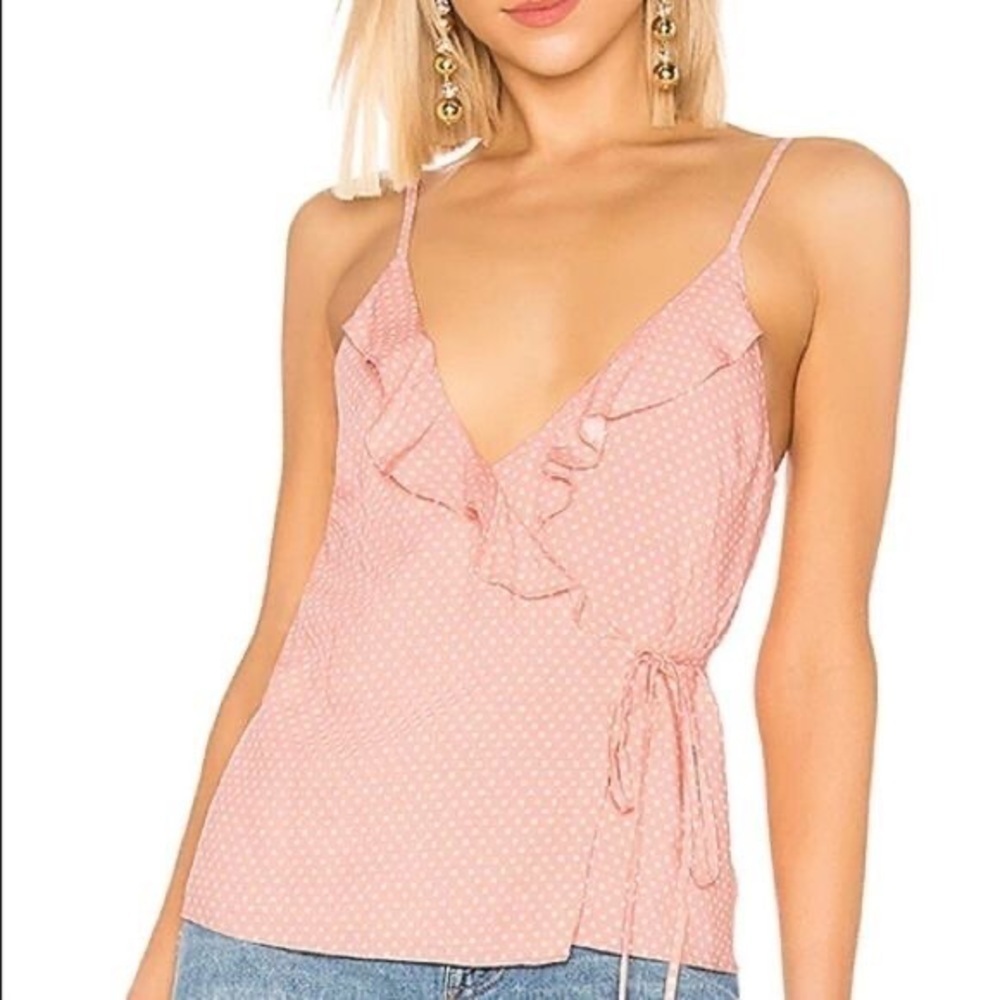 Lovers + Friends Polka Dot Wrap Cami Spring Coquette in Pink Size Small NWT